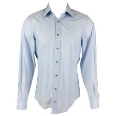 GUCCI Size M Light Blue Cotton Button Down Long Sleeve Shirt