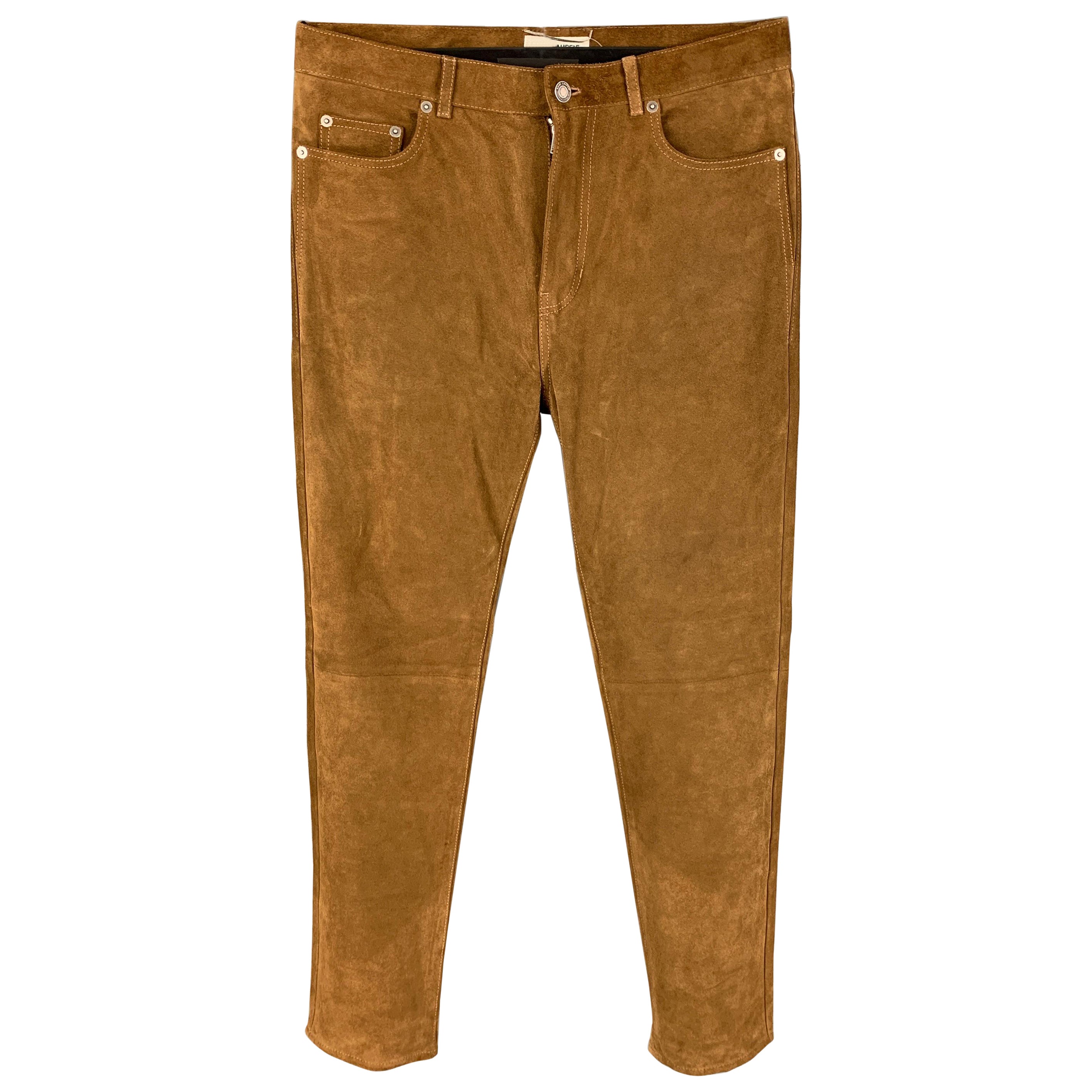 SAINT LAURENT Size 30 Brown & Tan Suede Casual Pants For Sale
