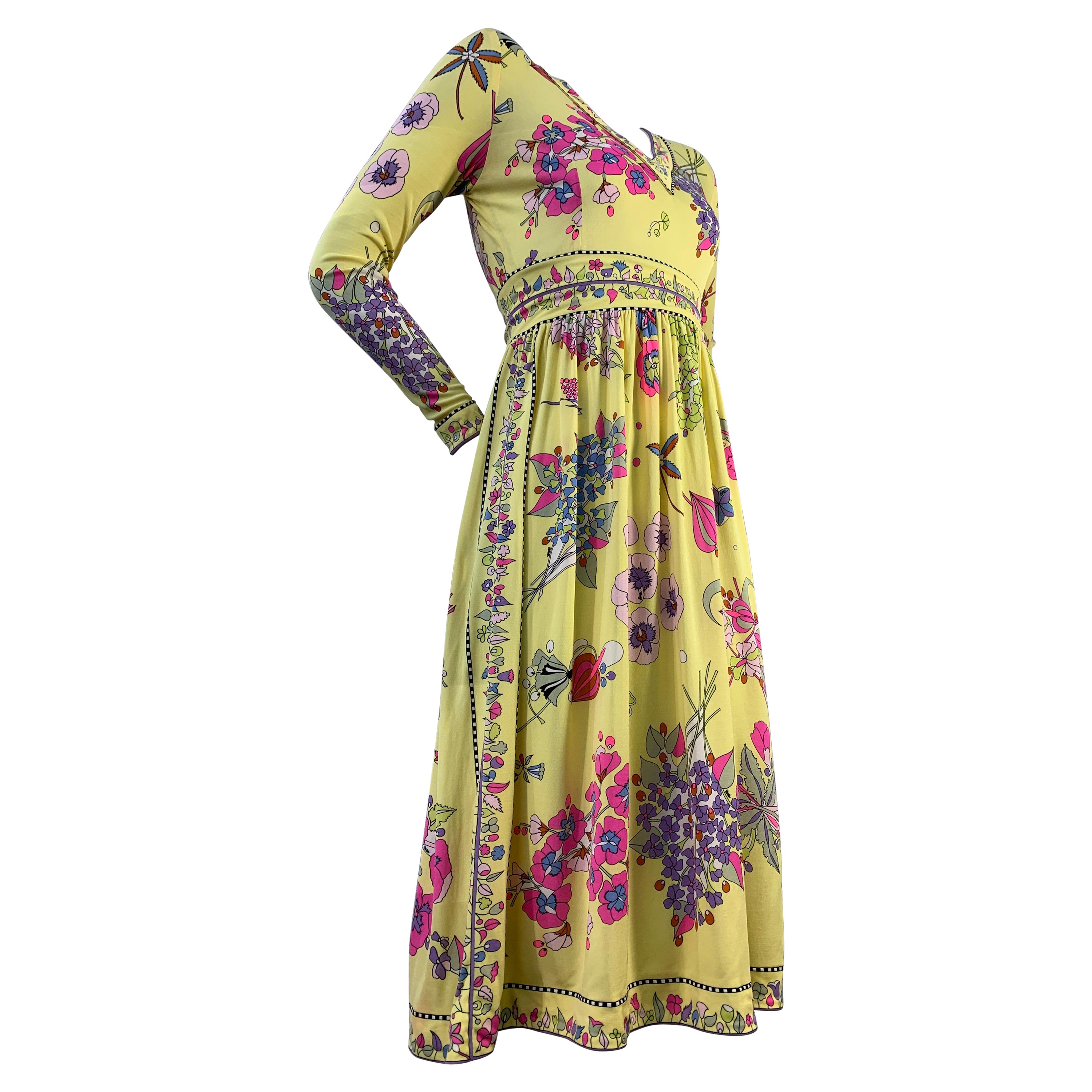 1960 Bessi Silk Jersey Psychedelic Floral Bouquet Print Mod Dress 