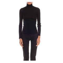1990S Tom Ford for Gucci Maglione dolcevita nero finemente trasparente