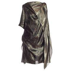 2010S ALBER ELBAZ Black & Gold Silk Lurex Dress