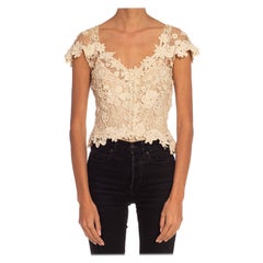 Victorian Off White Hand Crochet Lace Top