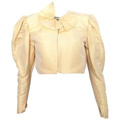 Retro Akira Isogawa 90s Silk Cropped Evening Jacket Size 6.