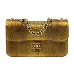 CHANEL, Timeless Shoulder bag in Gold Exotic leathers