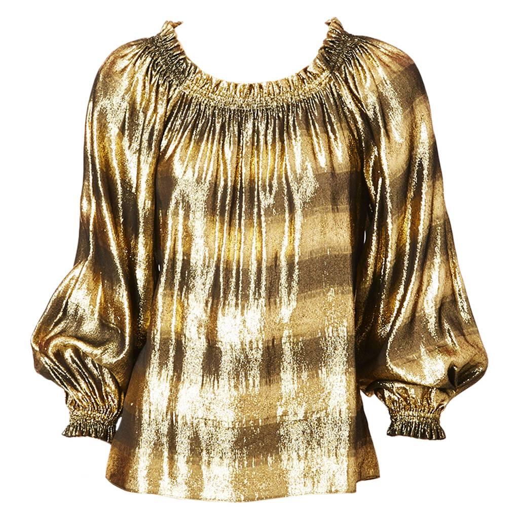 Yves Saint Laurent Gold Lame Gypsy Blouse