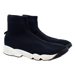Christian Dior - Scarpe da ginnastica a calzino in maglia elasticizzata color blu scuro