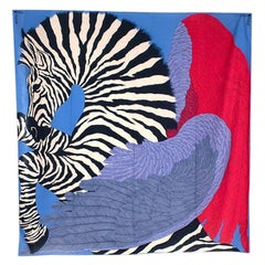 Hermes Zebra Pegasus Silk & Cashmere Scarf 140