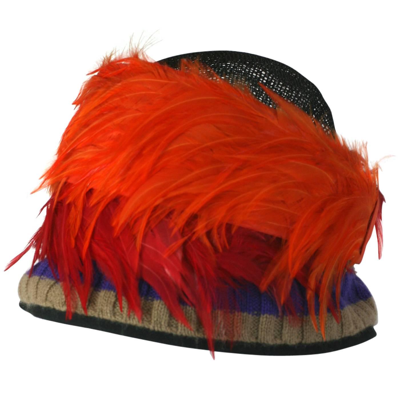 Prada Spring 2005, Exotic Feather Cloche Hat