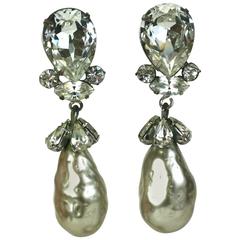 Schreiner Faux Pearl Pendant Earclips, Collection of DD Ryan