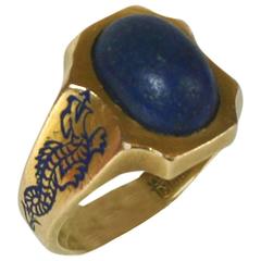 Art Deco Lapis Dragon Ring