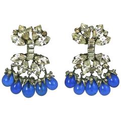 French Paste Earrings with Pate de Verre Sapphire Drops