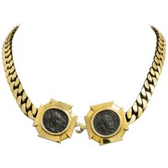 Vintage Bulgari Monete Double Coin Gold Necklace