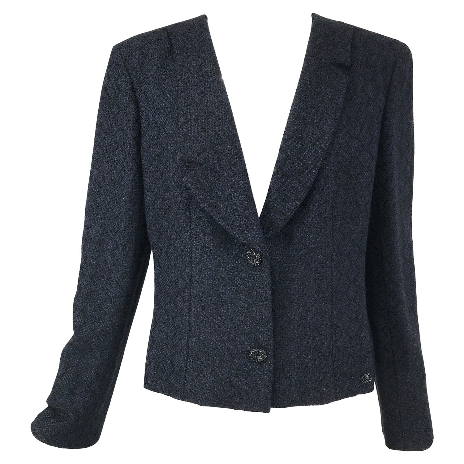 CHANEL 2013 Spring Summer Navy Cropped Jacket at 1stDibs
