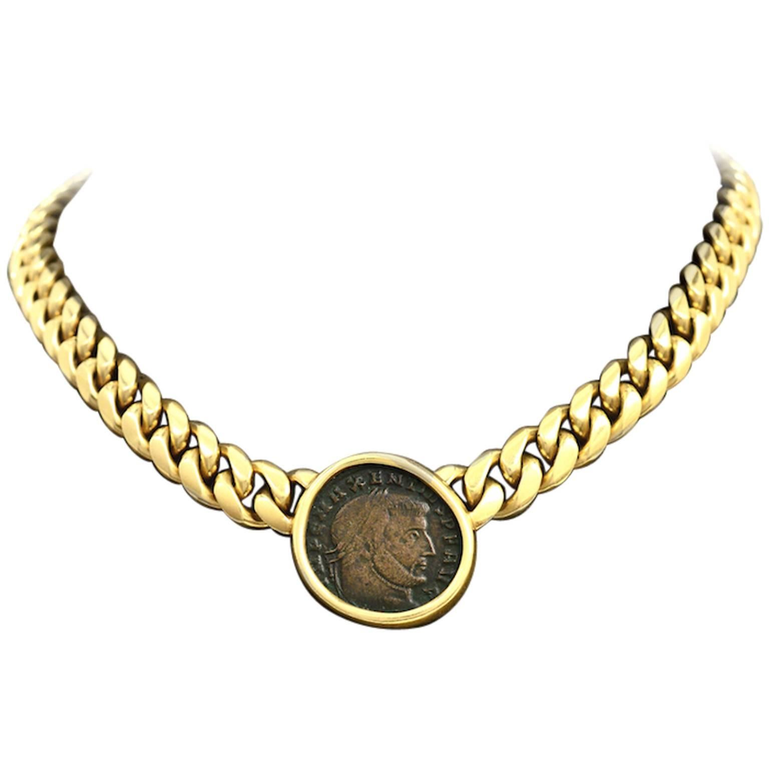 Bulgari Monete Classic Coin Gold Necklace 