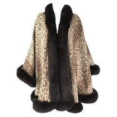 Fox Fur Trimmed Reversible Cape