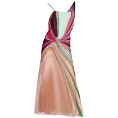 Gianni Versace Couture Backless Sheer Chiffon and Lace Gown 4