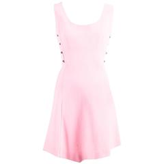 Vintage Gianni Versace Light Pink Crepe Knit Studded Sleeveless A Line Dress
