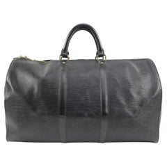 Louis Vuitton Black Epi Leather Noir Keepall 50 Duffle Bag 62lv218s