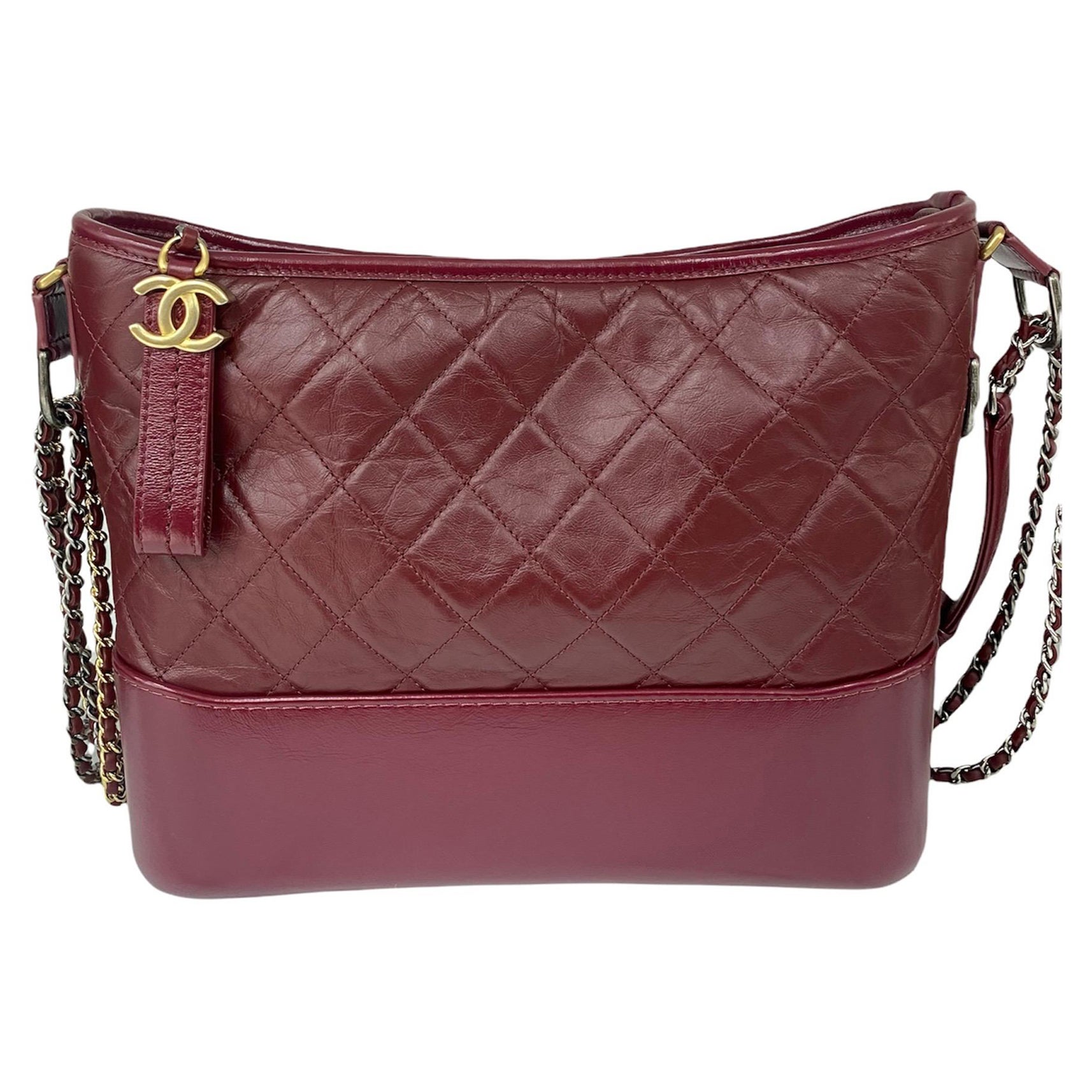 Chanel Bordeaux Leather Gabrielle Bag For Sale at 1stDibs