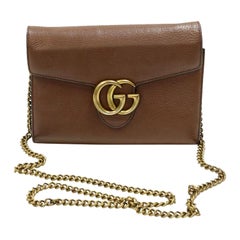 Gucci Marmont GG Gold Buckle Leather Crossbody Bag GG-B0209N-0001