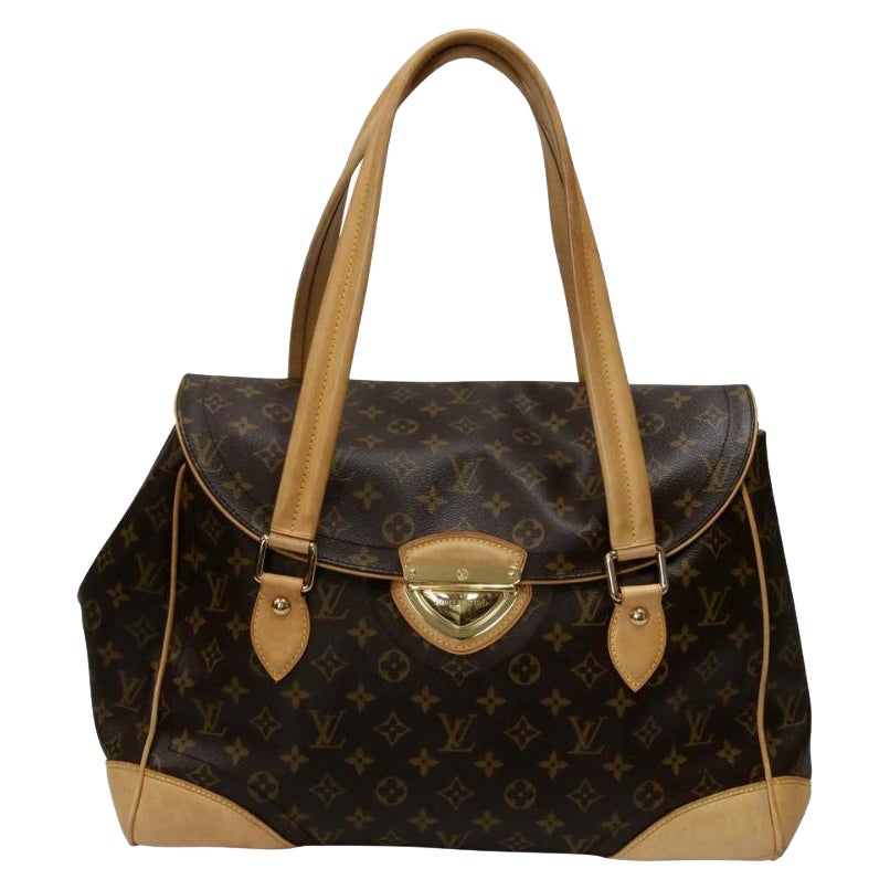 Louis Vuitton Beverly GM Brown Monogram Canvas and Calfskin Shoulder Bag For Sale