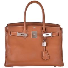 Hermes 30cm Birkin Gold Classic Togo Leather Pre-loved JaneFinds
