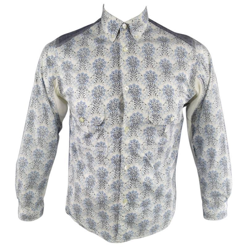 COMME des GARCONS Men's Size S Printed Patchwork Cotton Long Sleeve Shirt