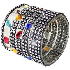 Bill Schiffer "City Lights" Clear resin bracelet with multi color crystals 1983