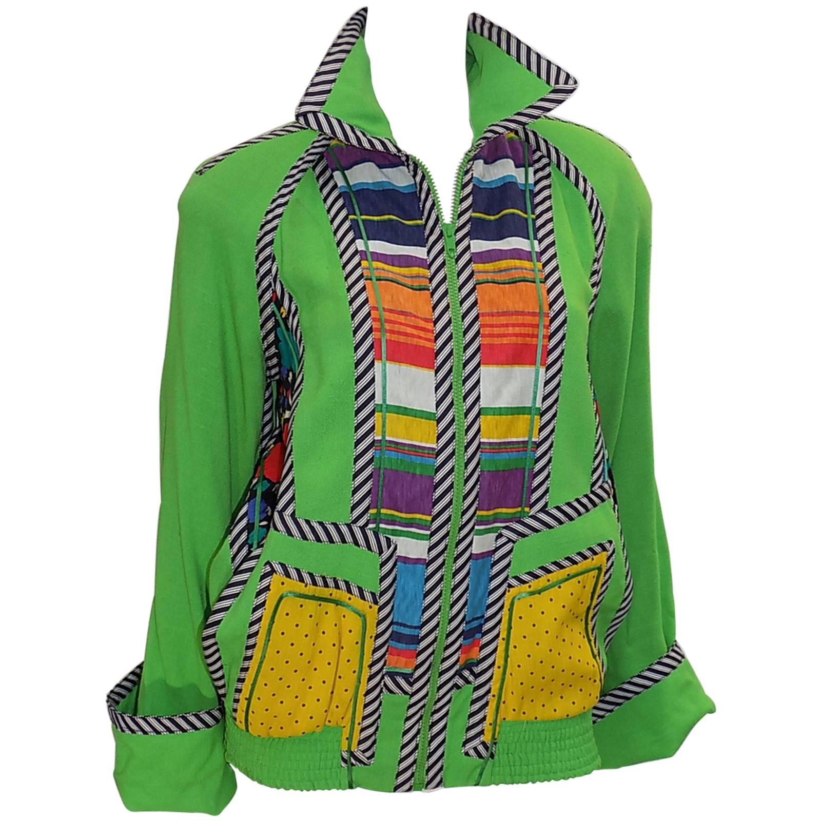 Koos Van Den Akker Vintage linen color block summer jacket  Fabulous! For Sale