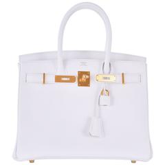 Hermes Birkin Bag 30cm White Togo Gold Hardware JaneFinds