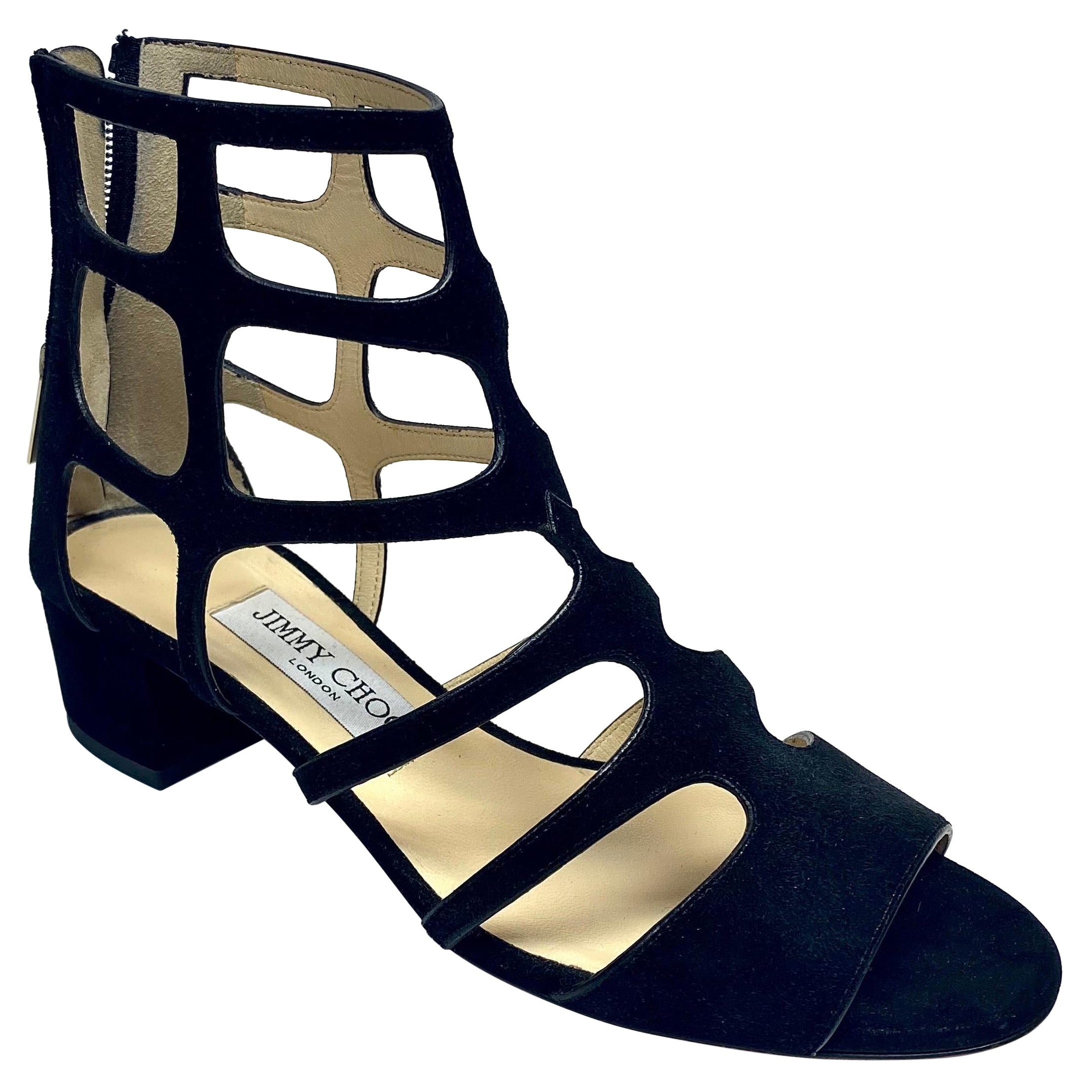 Jimmy Choo Black Suede Gladiator Sandals - Size 36.5 For Sale at 1stDibs | jimmy  choo gladiator sandals