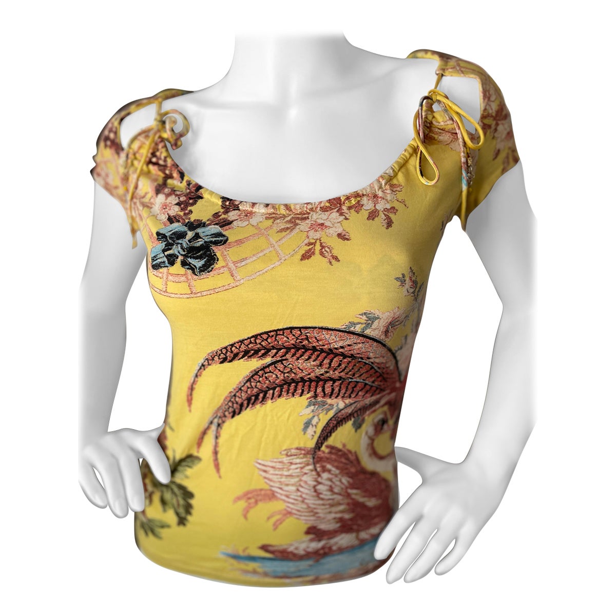 Roberto Cavalli Spring 2003 Pheasant Feather Floral Top  For Sale