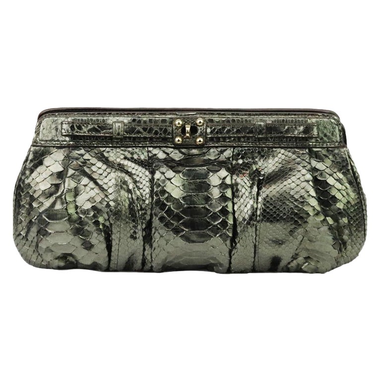 Zagliani Metallic Python Clutch For Sale at 1stDibs