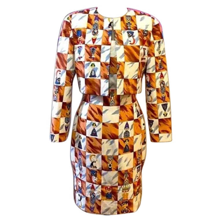 Nicole Miller Chess Print Pawn Horse Queen King Jacket Dress For Sale