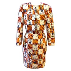 Vintage Nicole Miller Chess Print Pawn Horse Queen King Jacket Dress