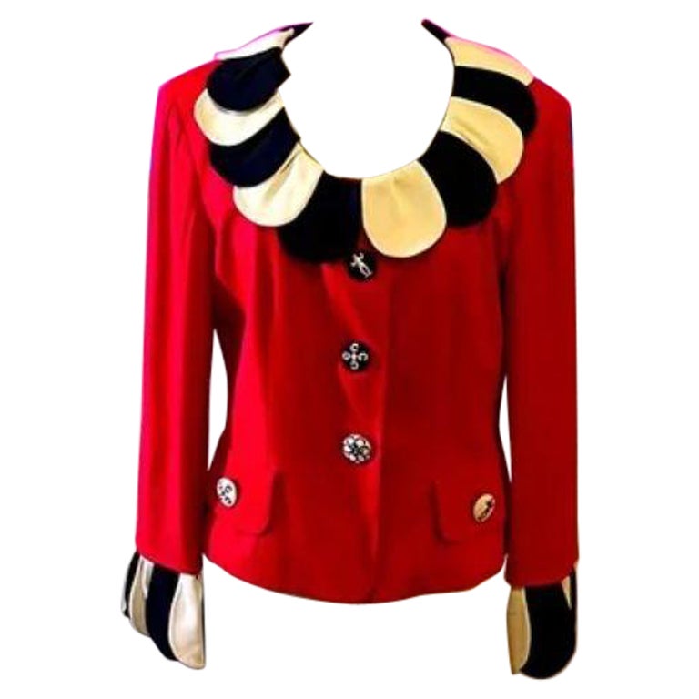 Moschino Cheap Chic Black Red White Flower Petal Jacket Blazer For Sale ...