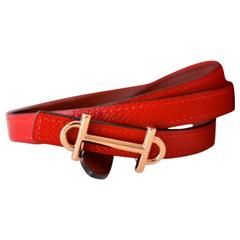 Hermes Belt 80cm Rouge H & Rouge Vif pink gold Collectors JaneFinds