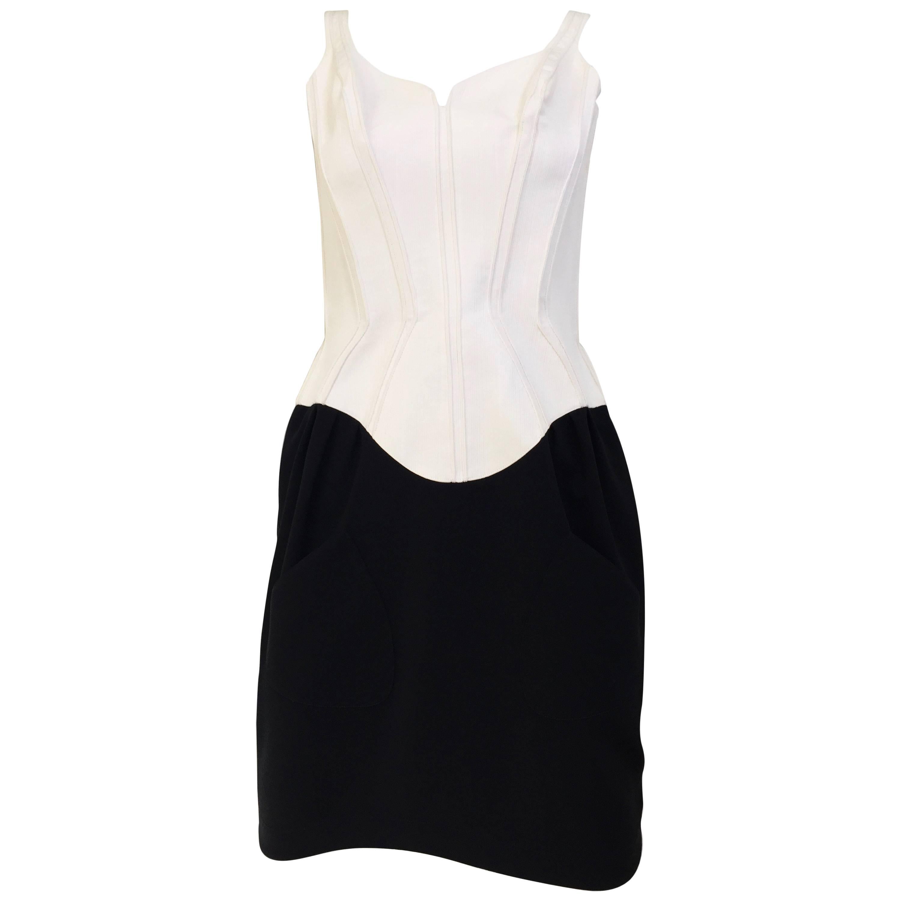 Buy > mugler black and white dress > in stock
