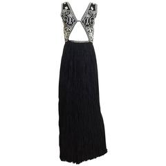 80s Mary Mcfadden black cut out beaded gown