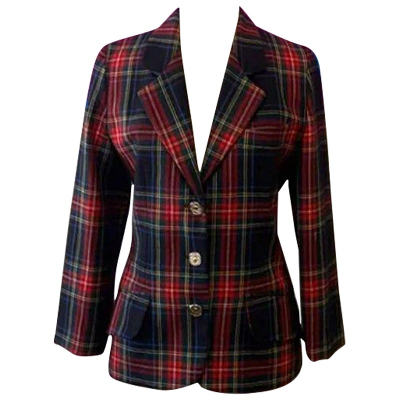 Moschino Cheap Chic Red Plaid Wool Blazer For Sale