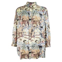 Vintage Mens Thai Silk All Over Buddhist Print Shirt