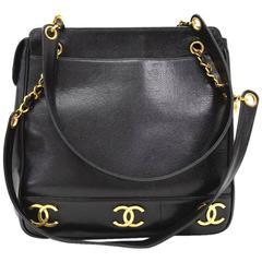 Chanel Black Caviar Leather Vintage Timeless Shoulder Bag