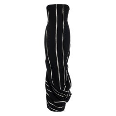 John Galliano black crêpe strapless dress with white mohair stripes, fw 1995