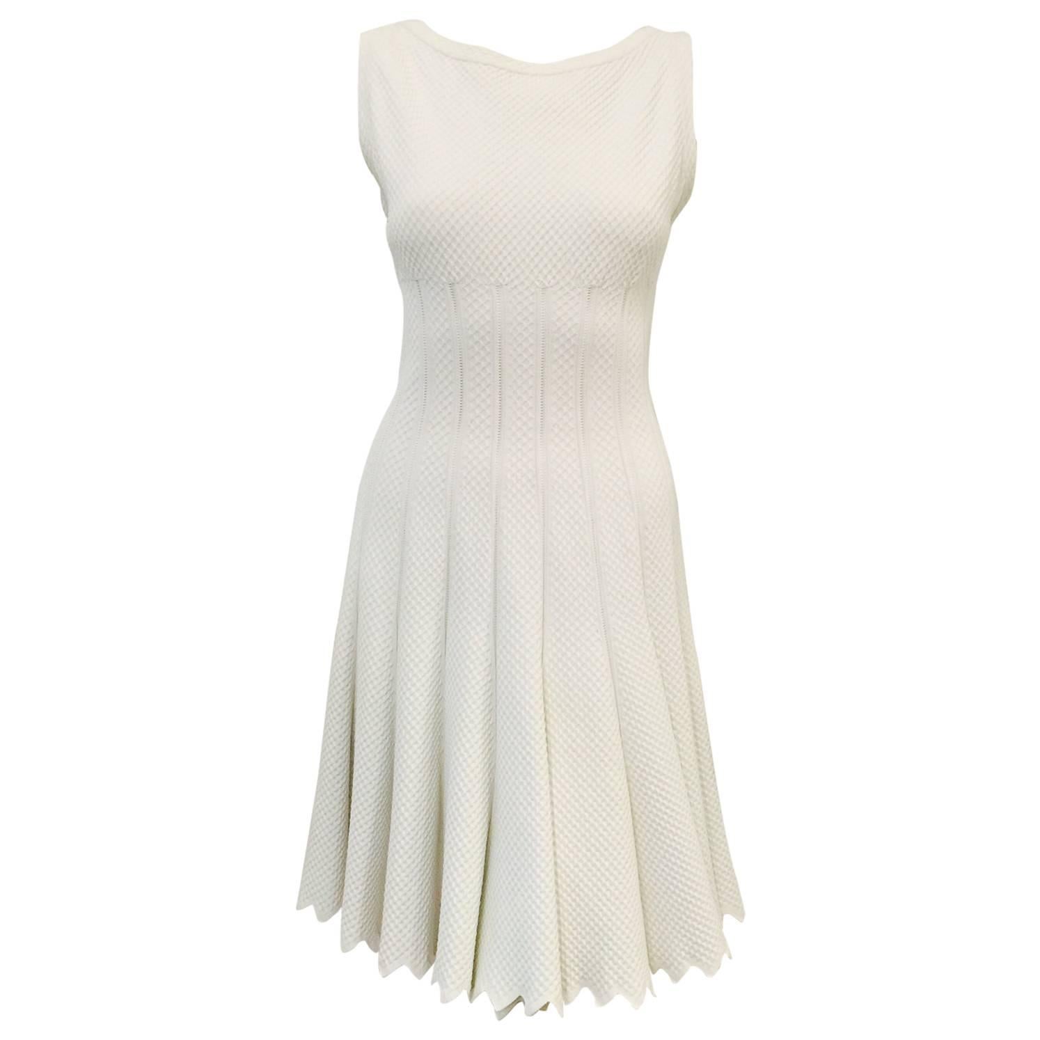 Iconic Azzedine Alaia White Sleeveless Stretch Dress  For Sale