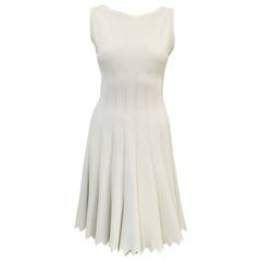 Iconic Azzedine Alaia White Sleeveless Stretch Dress 