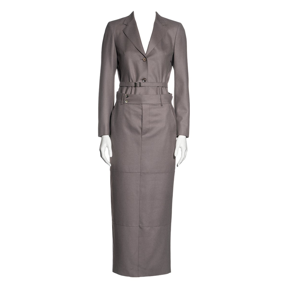 Gucci by Tom Ford taupe wool felt skirt suit, fw 1998 For Sale