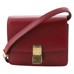 Celine Brown/Red Leather Large Classic Box Bag For Sale at 1stDibs