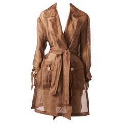 Vintage Yves Saint Laurent Silk Gazar Belted Coat