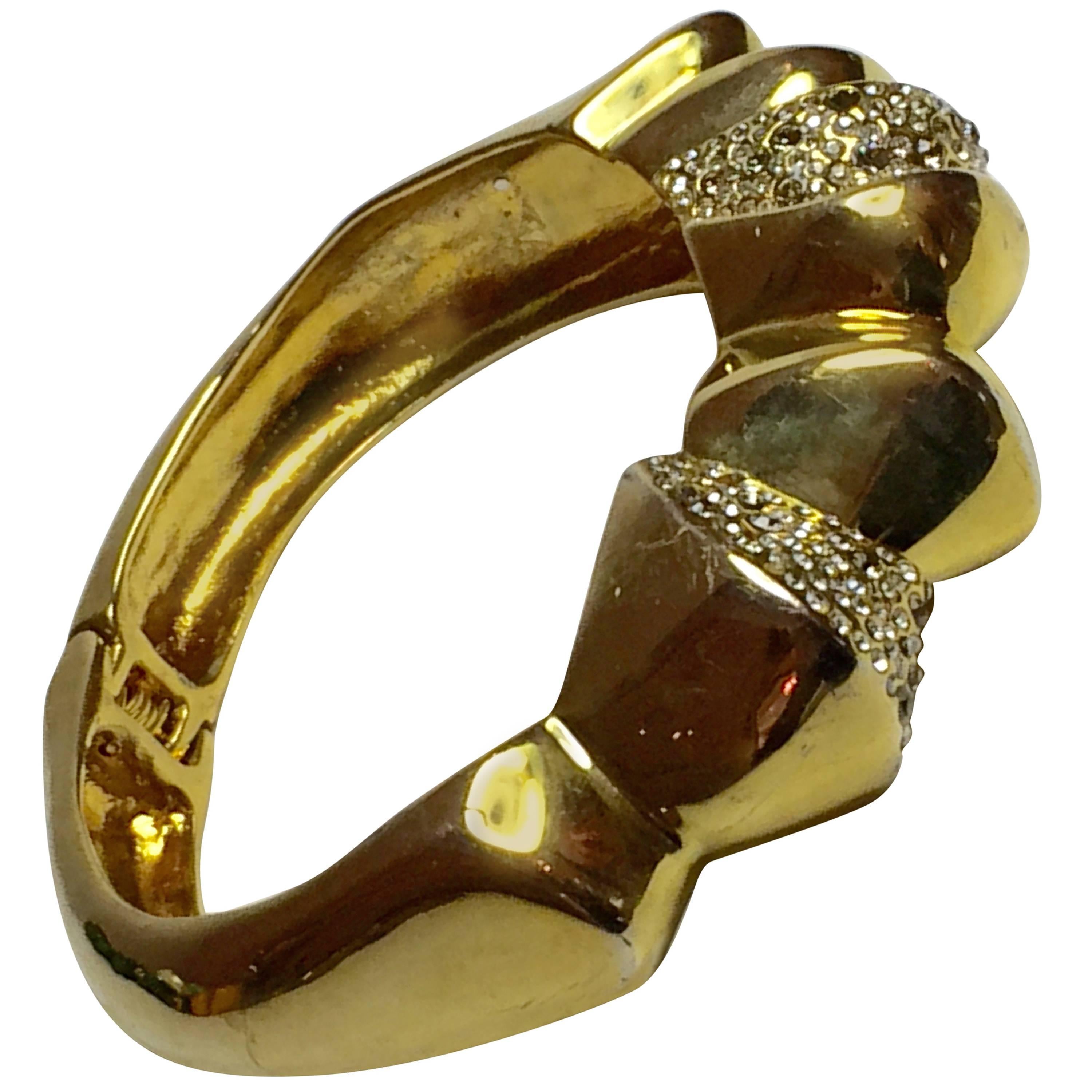21st Century Alexis Bittar Unusual Goldtone Hinged Bracelet For Sale