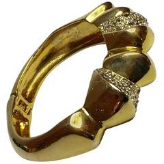 21st Century Alexis Bittar Unusual Goldtone Hinged Bracelet